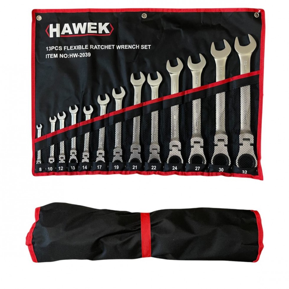 ЗВЕЗДОГАЕЧНИ ТРЕСЧОТНИ КЛЮЧОВЕ С ЧУПЕЩО РАМО 8 - 32 ММ 13 ЧАСТИ HAWEK ЗВЕЗДОГАЕЧНИ ТРЕСЧОТНИ КЛЮЧОВЕ С ЧУПЕЩО РАМО 8 - 32 ММ 13 ЧАСТИ HAWEK