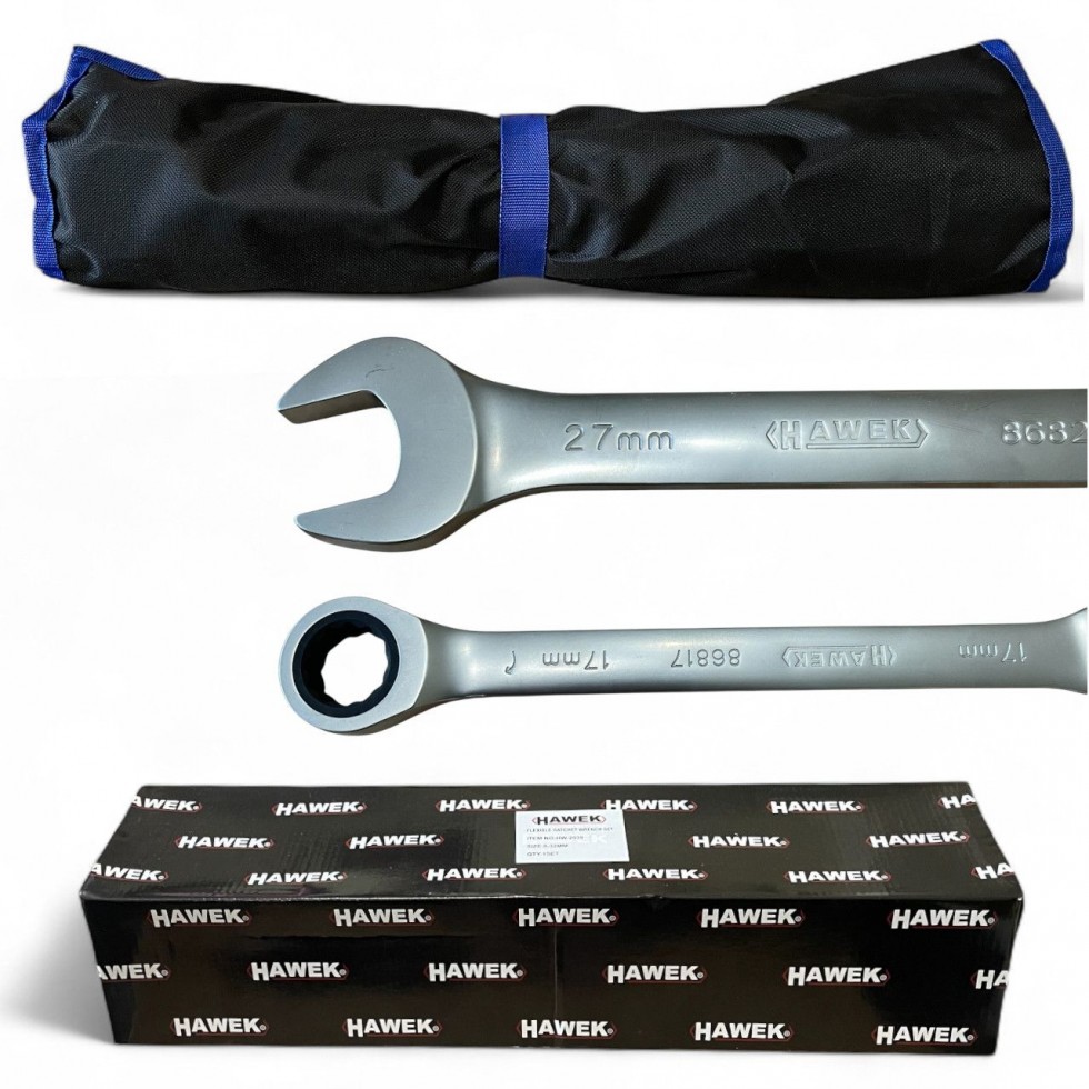 ЗВЕЗДОГАЕЧНИ ТРЕСЧОТНИ КЛЮЧОВЕ 8 - 32 ММ 13 ЧАСТИ HAWEK