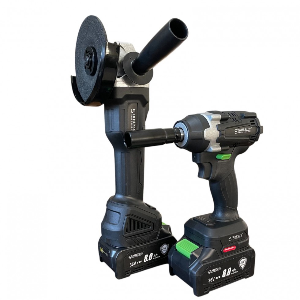 2в1 Ударен Гайковерт и Ъглошлайф 125мм 36V 8.0A STAHLMAYER Акумулаторен Промо Комплект 2в1 Ударен Гайковерт и Ъглошлайф 125мм 36V 8.0A STAHLMAYER Акумулаторен Промо Комплект
