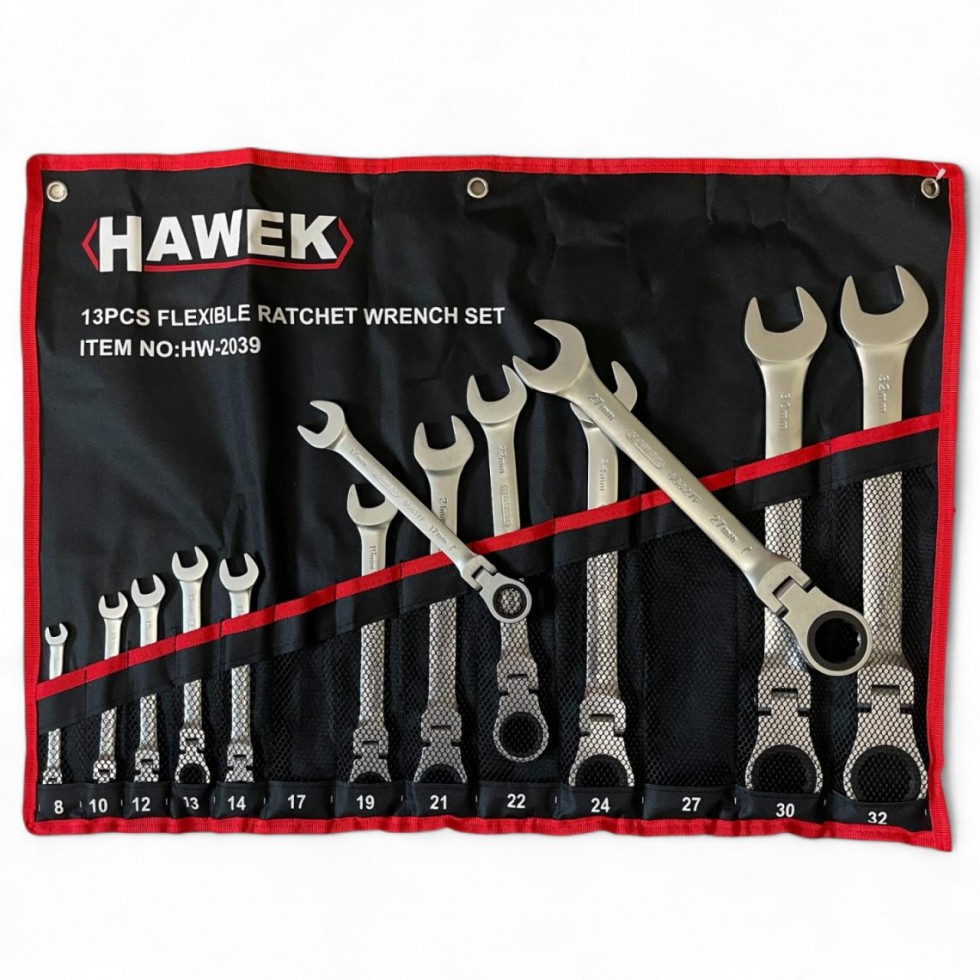 ЗВЕЗДОГАЕЧНИ ТРЕСЧОТНИ КЛЮЧОВЕ С ЧУПЕЩО РАМО 8 - 32 ММ 13 ЧАСТИ HAWEK ЗВЕЗДОГАЕЧНИ ТРЕСЧОТНИ КЛЮЧОВЕ С ЧУПЕЩО РАМО 8 - 32 ММ 13 ЧАСТИ HAWEK