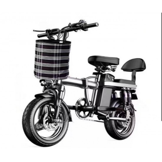 Електрически Велосипед Скутер Голям до 60км пробег BK10 Черен 48V литиева батерия 25км/ч