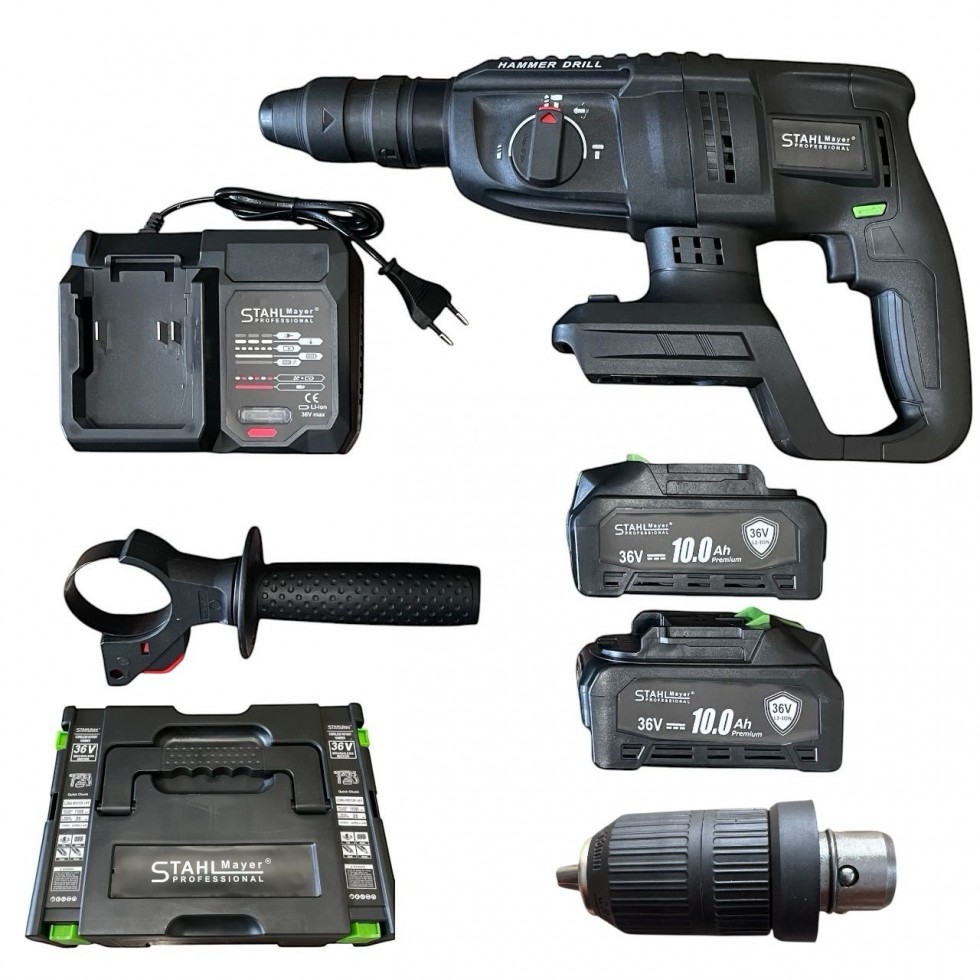 Акумулаторен Безчетков Перфоратор 2 патронника SDS PLUS STAHLMAYER 36V 10AH Акумулаторен Безчетков Перфоратор 2 патронника SDS PLUS STAHLMAYER 36V 10AH