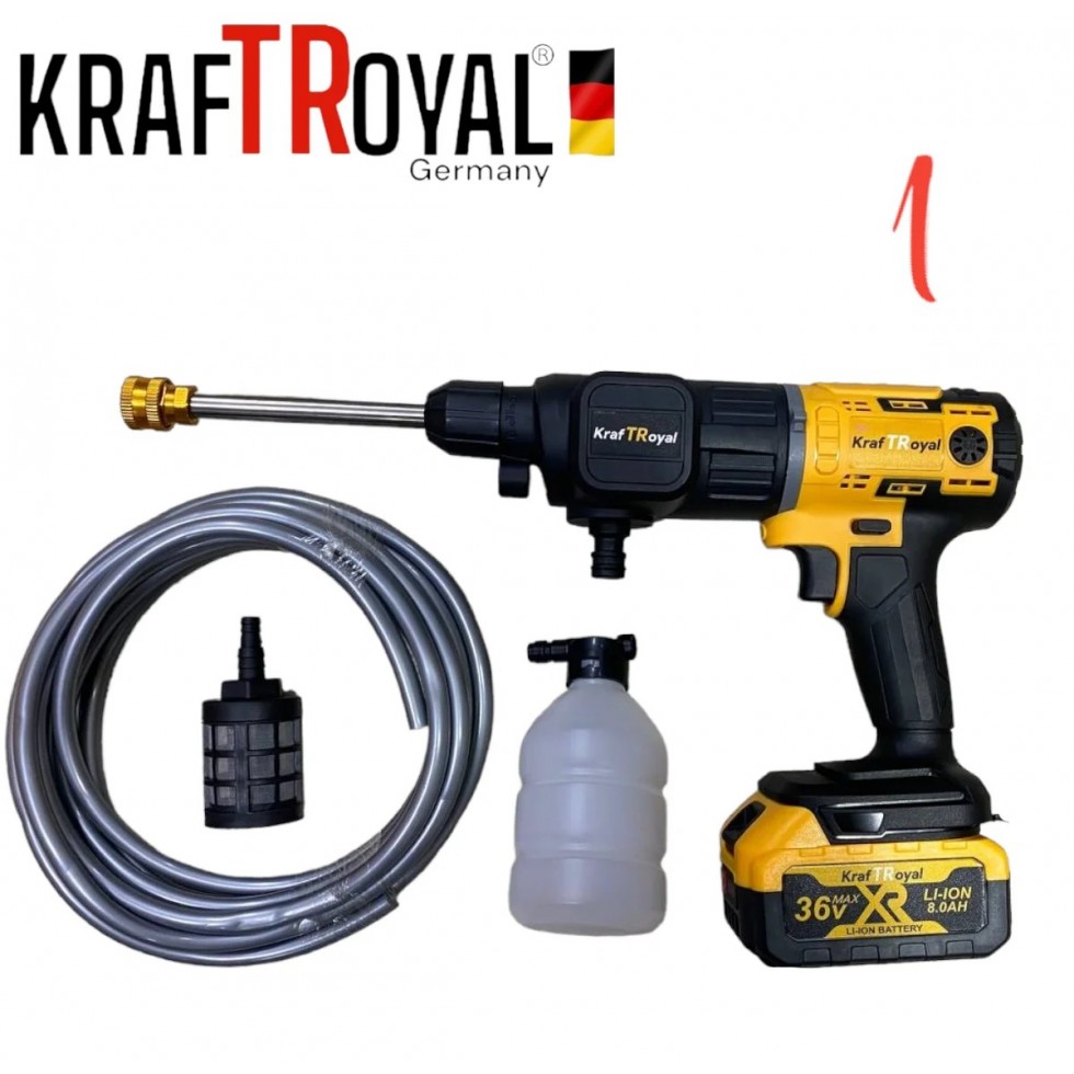 Мултифункционален Инструмент 5 Сменяеми Глави Водоструйка Винтоверт Гайковерт-Импакт Перфоратор и Ъглошлайф Акумулаторен KRAFT ROYAL 36V 8,0AH 2х Батерии 5в1 Мултифункционален Инструмент 5 Сменяеми Глави Водоструйка Винтоверт Гайковерт-Импакт Перфоратор и Ъглошлайф Акумулаторен KRAFT ROYAL 36V 8,0AH 2х Батерии 5в1