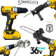 Акумулаторен Винтоверт 36V 8,0AH STAHLMAYER + Приставка Адаптер Зеге Трион + Приставка за Рязане на Ламарина и Метал + Приставка Резачка Трион за Клони 18см шина 2 батерии Акумулаторен Винтоверт 36V 8,0AH STAHLMAYER + Приставка Адаптер Зеге Трион + Приставка за Рязане на Ламарина и Метал + Приставка Резачка Трион за Клони 18см шина 2 батерии