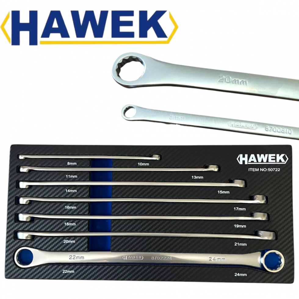 КОМПЛЕКТ КЛЮЧОВЕ ДЪЛГИ ПРАВИ ЗВЕЗДИ ( УДЪЛЖЕНИ) 8 - 24 ММ 7 ЧАСТИ HAWEK КОМПЛЕКТ КЛЮЧОВЕ ДЪЛГИ ПРАВИ ЗВЕЗДИ ( УДЪЛЖЕНИ) 8 - 24 ММ 7 ЧАСТИ HAWEK