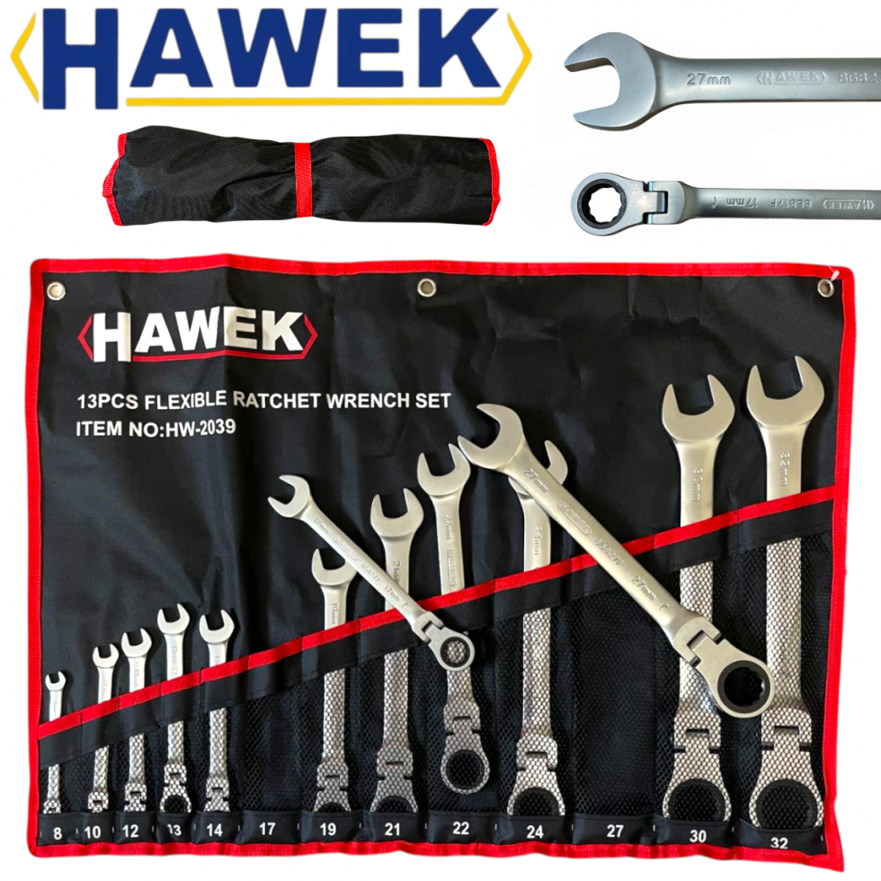 ЗВЕЗДОГАЕЧНИ ТРЕСЧОТНИ КЛЮЧОВЕ С ЧУПЕЩО РАМО 8 - 32 ММ 13 ЧАСТИ HAWEK ЗВЕЗДОГАЕЧНИ ТРЕСЧОТНИ КЛЮЧОВЕ С ЧУПЕЩО РАМО 8 - 32 ММ 13 ЧАСТИ HAWEK