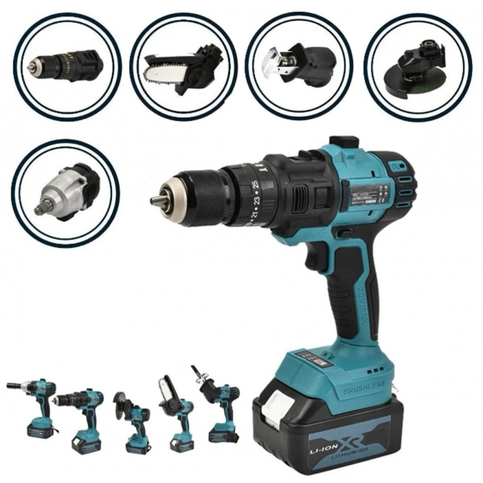 Мултифункционален Инструмент 5 Сменяеми Глави Винтоверт Гайковерт Саблен Трион Резачка за Клони и Ъглошлайф KRAFTROYAL 36V 8,0AH 5в1 Мултифункционален Инструмент 5 Сменяеми Глави Винтоверт Гайковерт Саблен Трион Резачка за Клони и Ъглошлайф KRAFTROYAL 36V 8,0AH 5в1