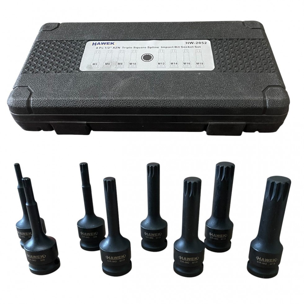 УДАРНИ БИТОВЕ КОМПЛЕКТ ВЛОЖКИ 1/2 – SPLINE 8 ЧАСТИ HAWEK HW-2052 УДАРНИ БИТОВЕ КОМПЛЕКТ ВЛОЖКИ 1/2 – SPLINE 8 ЧАСТИ HAWEK HW-2052