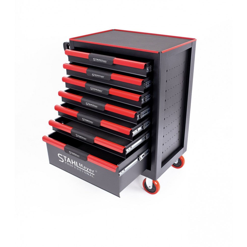 ШКАФ КОЛИЧКА ЗА ИНСТРУМЕНТИ със 7 ЧЕКМЕДЖЕТА STAHLMAYER - RED LINE ШКАФ КОЛИЧКА ЗА ИНСТРУМЕНТИ със 7 ЧЕКМЕДЖЕТА STAHLMAYER - RED LINE