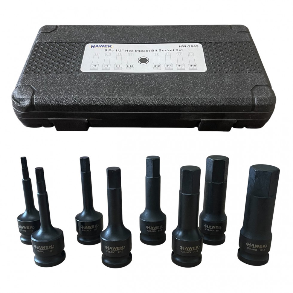 УДАРНИ БИТОВЕ КОМПЛЕКТ 1/2 – ШЕСТОГРАМ 8 ЧАСТИ HAWEK HW-2049 УДАРНИ БИТОВЕ КОМПЛЕКТ 1/2 – ШЕСТОГРАМ 8 ЧАСТИ HAWEK HW-2049
