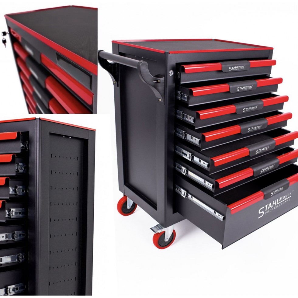 ШКАФ КОЛИЧКА ЗА ИНСТРУМЕНТИ със 7 ЧЕКМЕДЖЕТА STAHLMAYER - RED LINE ШКАФ КОЛИЧКА ЗА ИНСТРУМЕНТИ със 7 ЧЕКМЕДЖЕТА STAHLMAYER - RED LINE