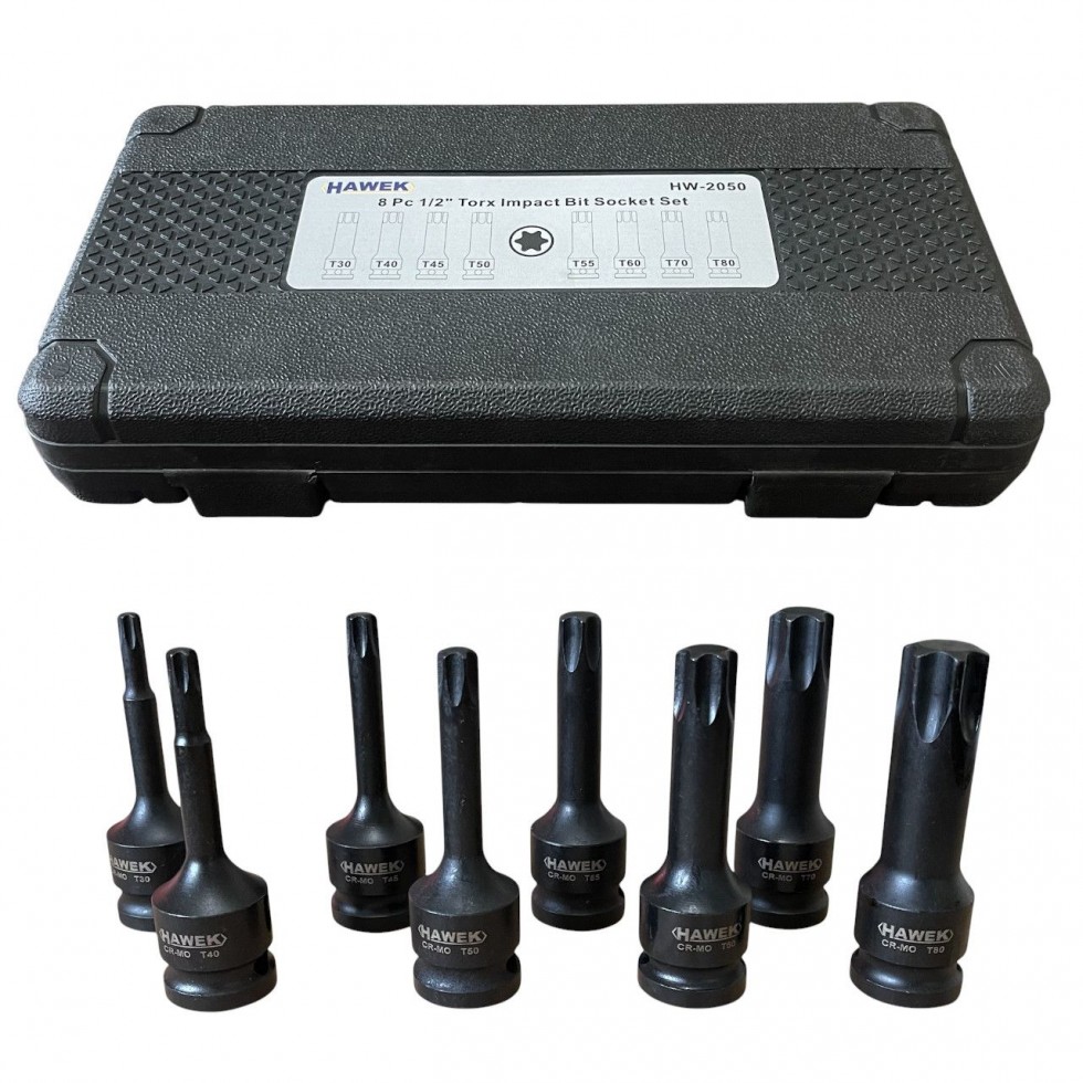 УДАРНИ БИТОВЕ КОМПЛЕКТ 1/2 – ТОРКС 8 ЧАСТИ HAWEK HW-2050 УДАРНИ БИТОВЕ КОМПЛЕКТ 1/2 – ТОРКС 8 ЧАСТИ HAWEK HW-2050