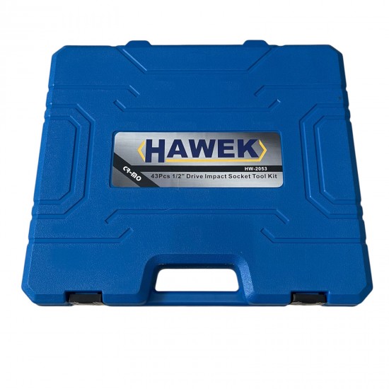 Професионален комплект ударни вложки и удължения 43части – 1/2' (Cr-Mo) , HAWEK , HW-2053 Професионален комплект ударни вложки и удължения 43части – 1/2' (Cr-Mo) , HAWEK , HW-2053