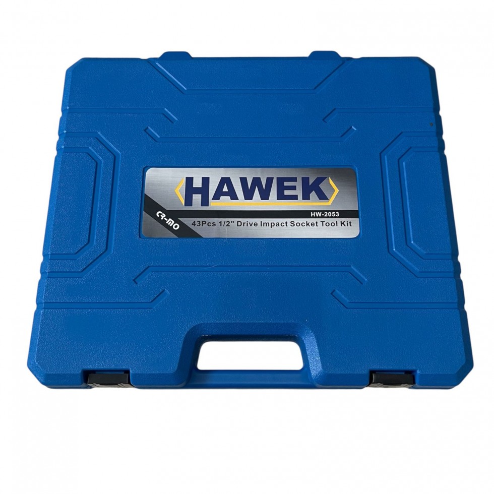 Професионален комплект ударни вложки и удължения 43части – 1/2' (Cr-Mo) , HAWEK , HW-2053 Професионален комплект ударни вложки и удължения 43части – 1/2' (Cr-Mo) , HAWEK , HW-2053