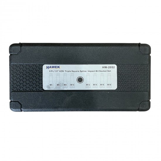 УДАРНИ БИТОВЕ КОМПЛЕКТ ВЛОЖКИ 1/2 – SPLINE 8 ЧАСТИ HAWEK HW-2052 УДАРНИ БИТОВЕ КОМПЛЕКТ ВЛОЖКИ 1/2 – SPLINE 8 ЧАСТИ HAWEK HW-2052