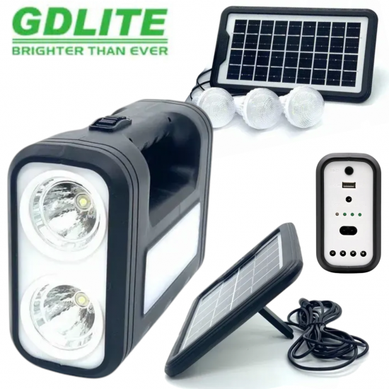 Комплект Соларна Система Фенер 3 LED Крушки Соларен Панел Акумулаторна Батерия GDLITE Комплект Соларна Система Фенер 3 LED Крушки Соларен Панел Акумулаторна Батерия GDLITE