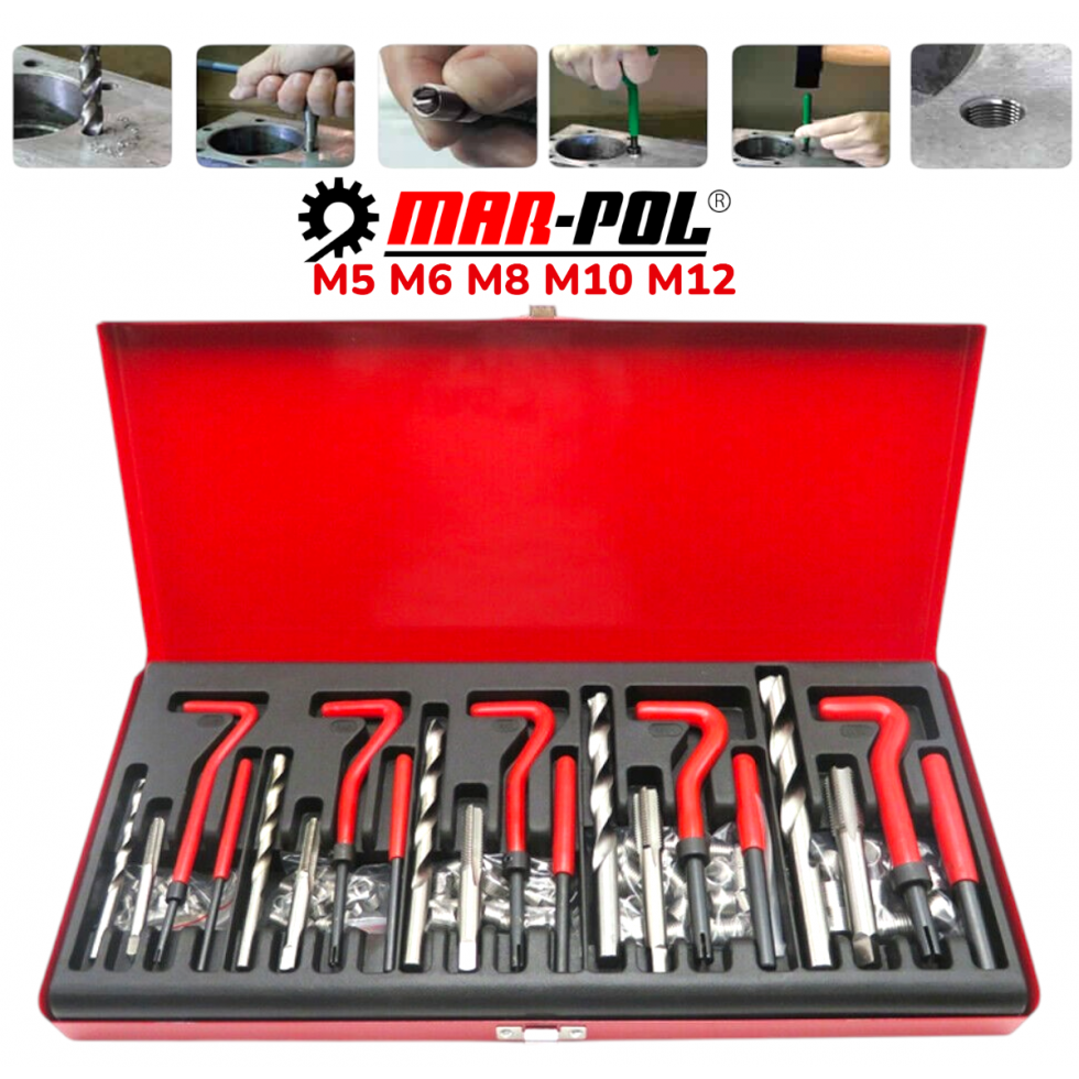 Комплект за Възстановяване на Резби 131 части Метчици М5 М6 М8 М10 М12 MAR-POL Комплект за Възстановяване на Резби 131 части Метчици М5 М6 М8 М10 М12 MAR-POL