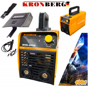 ЕЛЕКТРОЖЕН ИНВЕРТОРЕН 400А С ДИСПЛЕЙ KRONBERG IGBN INVERTER до 5мм Заваряване Заваръчен Апарат + МАСКА ЧУКЧЕТА И ЧЕТКИ КОМПЛЕКТ 2025г.