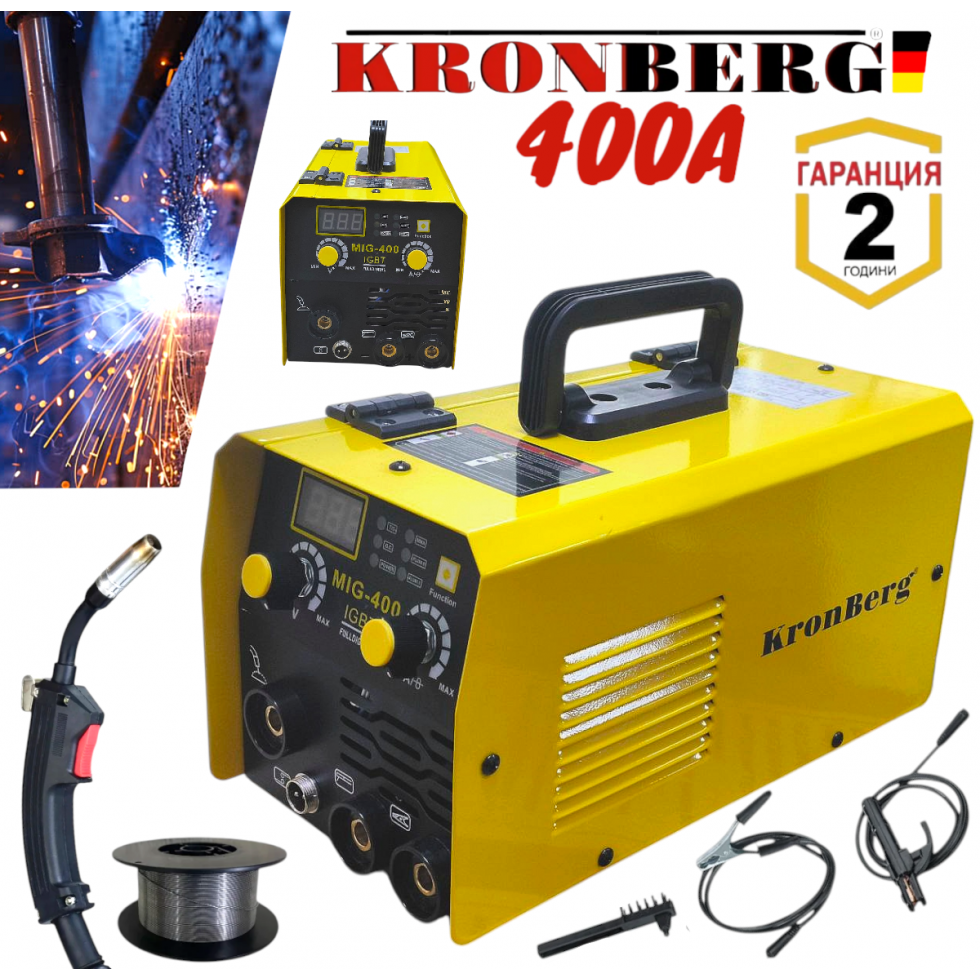 Телоподаващо Инверторен Електрожен 400А 2в1 Заваръчна Техника KRONBERG 2в1 Телоподаващо Инверторен Електрожен 400А 2в1 Заваръчна Техника KRONBERG 2в1