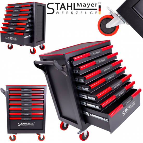 ШКАФ КОЛИЧКА ЗА ИНСТРУМЕНТИ със 7 ЧЕКМЕДЖЕТА STAHLMAYER - RED LINE