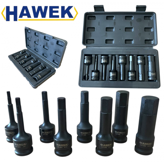 УДАРНИ БИТОВЕ КОМПЛЕКТ 1/2 – ШЕСТОГРАМ 8 ЧАСТИ HAWEK HW-2049