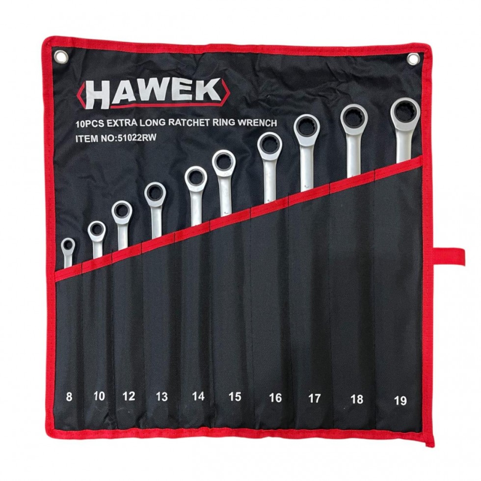 Удължени Ключове Прави Лули с Тресчотка 8-19мм HAWEK 51022RW Удължени Ключове Прави Лули с Тресчотка 8-19мм HAWEK 51022RW