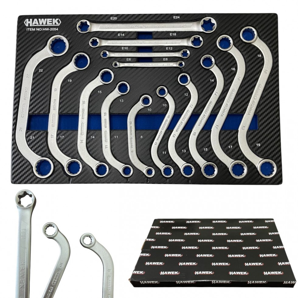 КЛЮЧОВЕ S - ОБРАЗНИ С - ОБРАЗНИ Е-Torx СПЕЦИАЛНИ КЛЮЧОВЕ КОМПЛЕКТ 14части HAWEK HW-2054 КЛЮЧОВЕ S - ОБРАЗНИ С - ОБРАЗНИ Е-Torx СПЕЦИАЛНИ КЛЮЧОВЕ КОМПЛЕКТ 14части HAWEK HW-2054