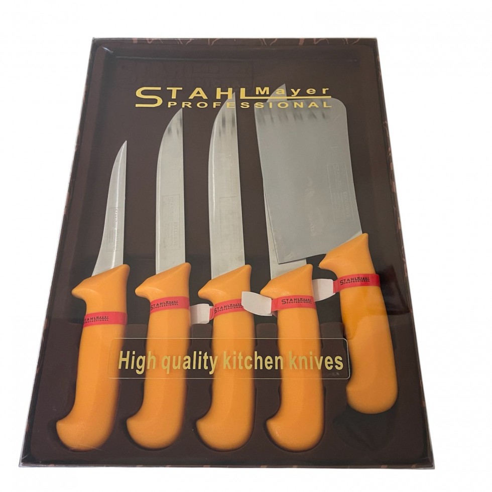 Комплект Професионални Месарски Ножове и Сатър 5 броя STAHLMAYER Exclusive  + Подарък