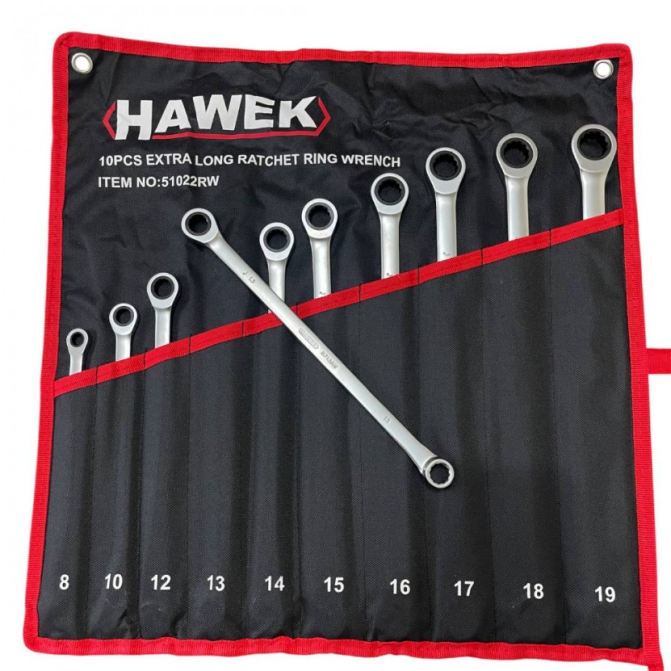 Удължени Ключове Прави Лули с Тресчотка 8-19мм HAWEK 51022RW Удължени Ключове Прави Лули с Тресчотка 8-19мм HAWEK 51022RW
