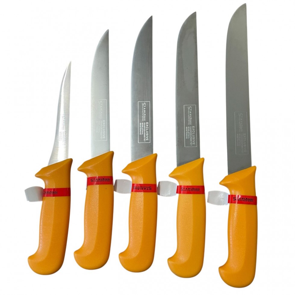 Комплект Професионални Месарски Ножове 5 броя STAHLMAYER Exclusive + Подарък