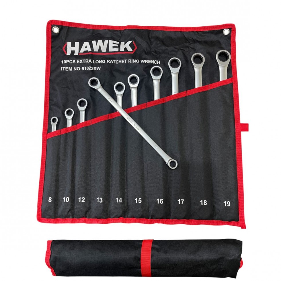 Удължени Ключове Прави Лули с Тресчотка 8-19мм HAWEK 51022RW Удължени Ключове Прави Лули с Тресчотка 8-19мм HAWEK 51022RW