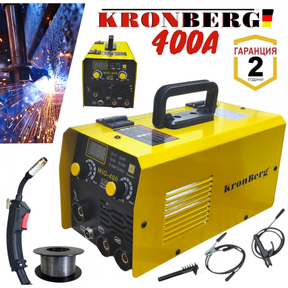 Телоподаващо Инверторен Електрожен 400А 2в1 Заваръчна Техника KRONBERG 2в1 + Соларна Маска Шлем Телоподаващо Инверторен Електрожен 400А 2в1 Заваръчна Техника KRONBERG 2в1 + Соларна Маска Шлем