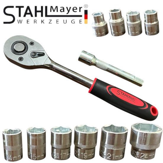 Тресчотка с Вложки и Удължител Комплект 1/2” 12 части STAHLMAYER