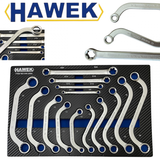 КЛЮЧОВЕ S - ОБРАЗНИ С - ОБРАЗНИ Е-Torx СПЕЦИАЛНИ КЛЮЧОВЕ КОМПЛЕКТ 14части HAWEK HW-2054