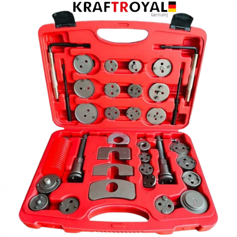 Комплект за Сваляне на Спирачни Цилиндри Смяна на Накладки 35 части KRAFTROYAL Спирачки Комплект за Сваляне на Спирачни Цилиндри Смяна на Накладки 35 части KRAFTROYAL Спирачки