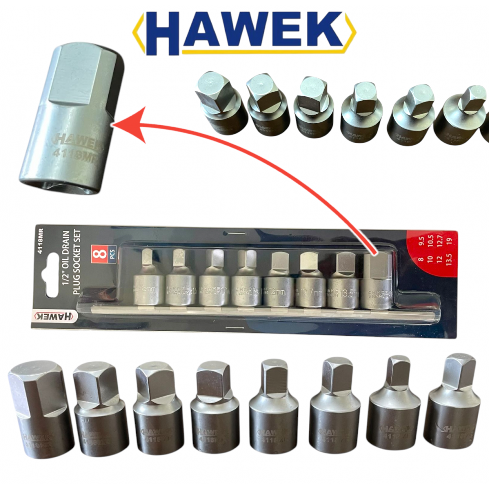 КЛЮЧ ЗА КАРТЕР 8 броя 1/2“ 8-19ММ Релса Ключове Професионален Комплект HAWEK HW-4118MR