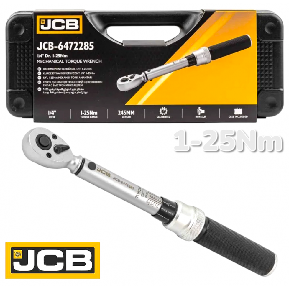Динамометричен Ключ JCB 1/4″ 1-25 Nm JCB-6472285 Динамометричен Ключ JCB 1/4″ 1-25 Nm JCB-6472285