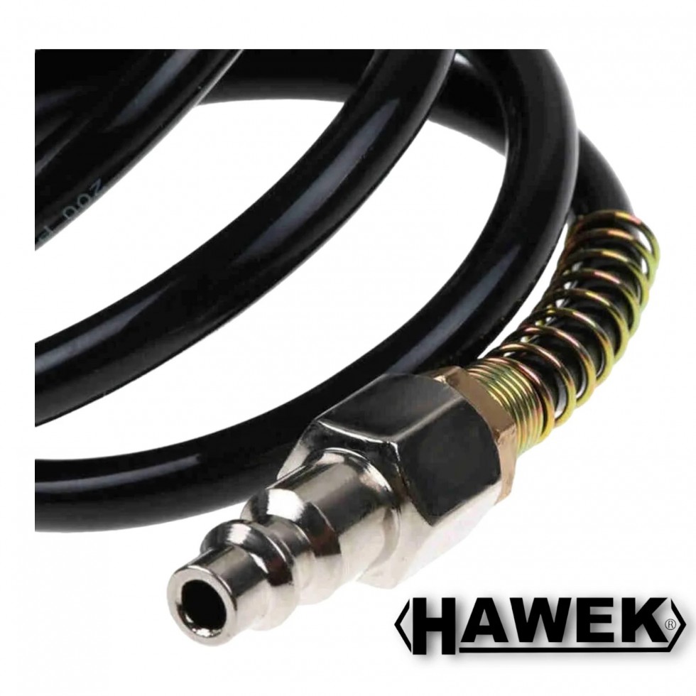 Спирален Маркуч Полиуретанов за Въздух с Бързи Връзки HAWEK 15 метра 5х8мм Спирален Маркуч Полиуретанов за Въздух с Бързи Връзки HAWEK 15 метра 5х8мм