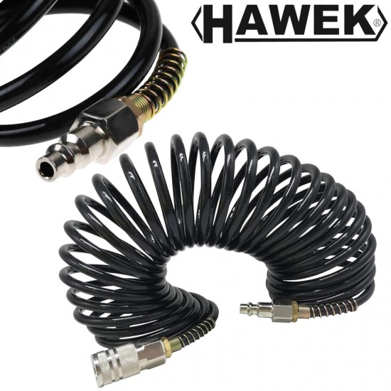 Спирален Маркуч Полиуретанов за Въздух с Бързи Връзки HAWEK 10, 15, и 20 Метра