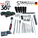 7в1 АКУМУЛАТОРЕН КОМПЛЕКТ ПЕРФОРАТОР ВИНТОВЕРТ ГАЙКОВЕРТ ЪГЛОШЛАЙФ САБЛЕН ТРИОН РЕЗАЧКА С ОМАСЛЯВАНЕ И LED ЛАМПА 36V 10AH 4 БАТЕРИИ И ЧАСТИ В КУФАР STAHLMAYER BLACK 7в1 АКУМУЛАТОРЕН КОМПЛЕКТ ПЕРФОРАТОР ВИНТОВЕРТ ГАЙКОВЕРТ ЪГЛОШЛАЙФ САБЛЕН ТРИОН РЕЗАЧКА С ОМАСЛЯВАНЕ И LED ЛАМПА 36V 10AH 4 БАТЕРИИ И ЧАСТИ В КУФАР STAHLMAYER BLACK