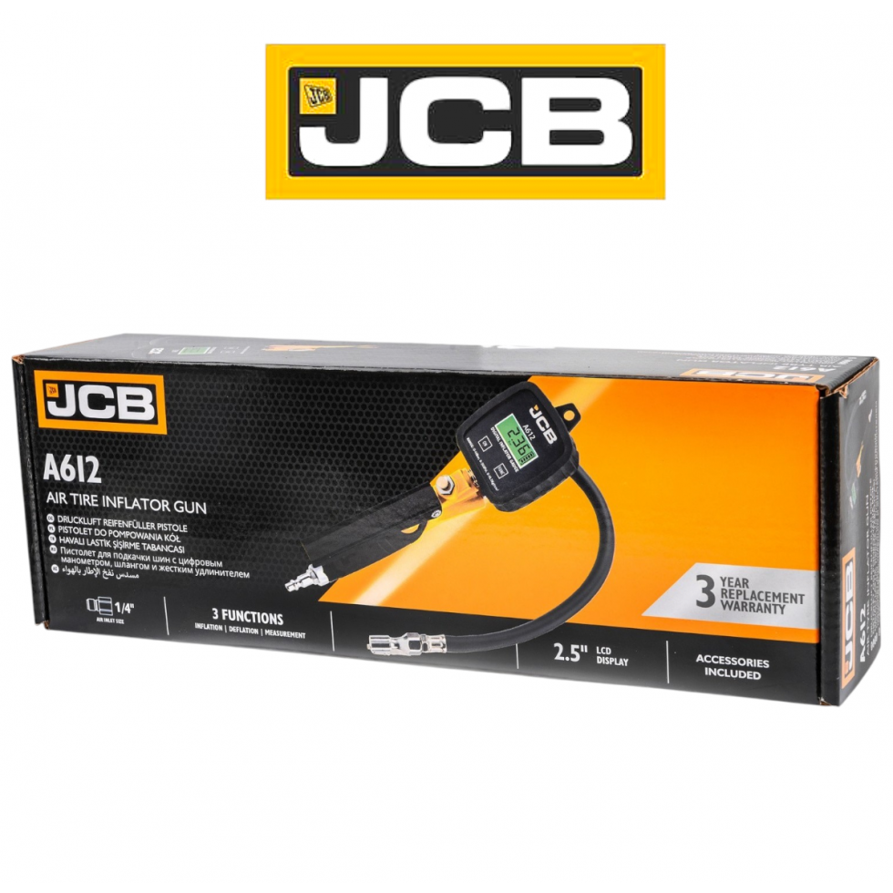 ПНЕВМАТИЧЕН ПИСТОЛЕТ ЗА ПОМПАНЕ НА ГУМИ С ДИГИТАЛЕН МАНОМЕТЪР LCD ДИСПЛЕЙ 0-14BAR JCB A612
