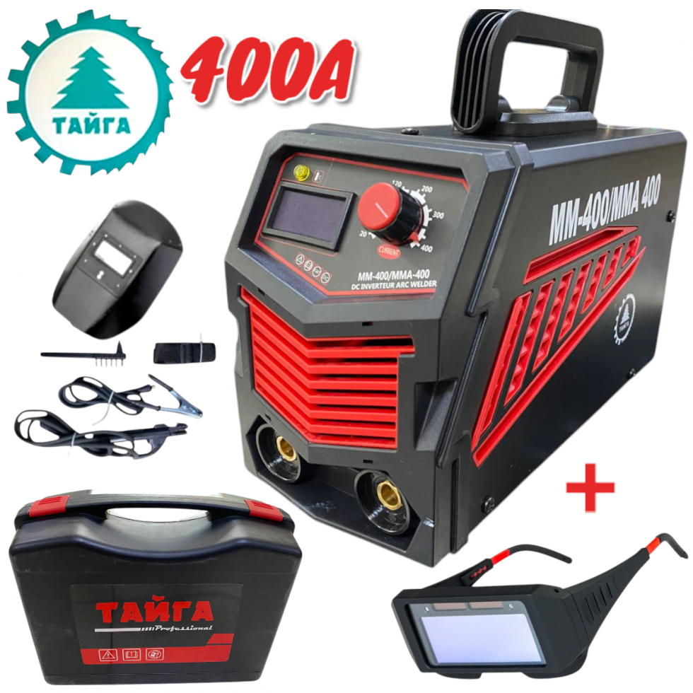 Инверторен Електрожен с Дисплей 400А в Куфар и Соларни Очила ТАЙГА Инверторен Електрожен с Дисплей 400А в Куфар и Соларни Очила ТАЙГА