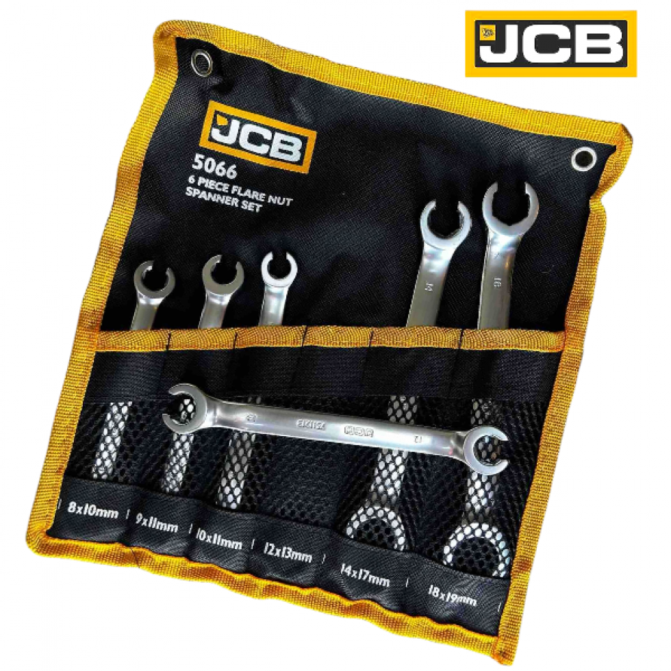 Срязани Ключове Комплект 8-19мм 6 части JCB Прорязани за Спирачни Тръбички Срязани Ключове Комплект 8-19мм 6 части JCB Прорязани за Спирачни Тръбички