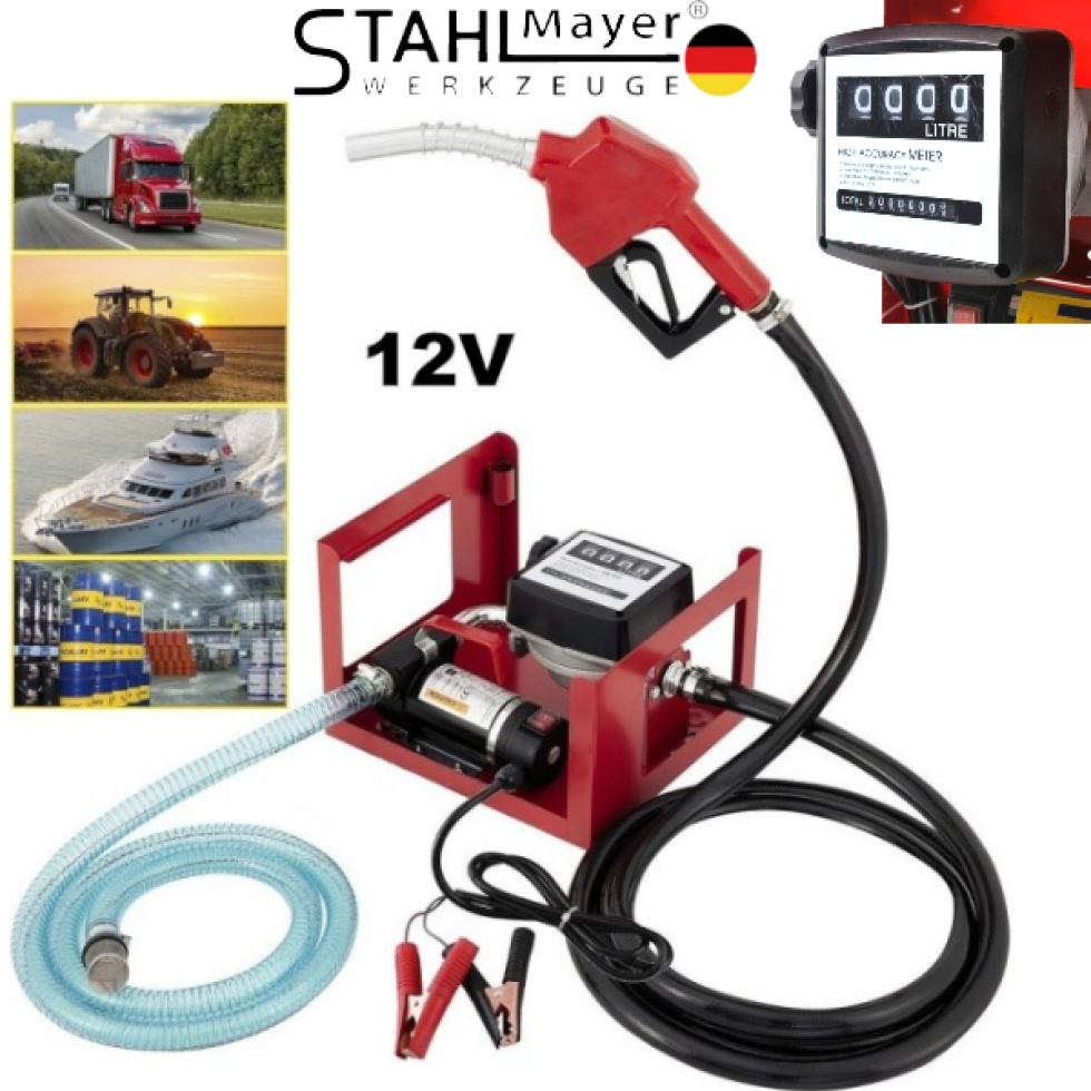 Електрическа Помпа за Източване на Гориво Бензиноколонка с Брояч 12V STAHLMAYER Електрическа Помпа за Източване на Гориво Бензиноколонка с Брояч 12V STAHLMAYER