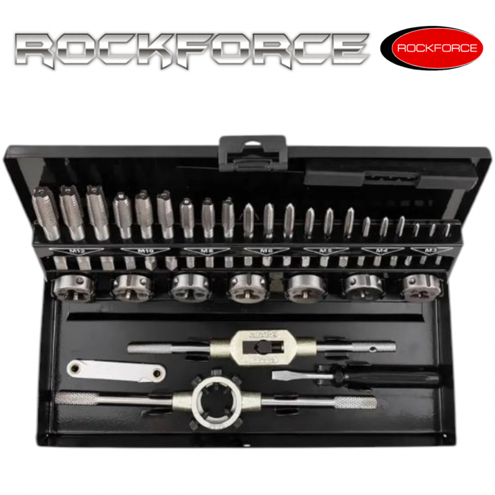 Метчици и Плашки 32 части Комплект ROCKFORCE Метчици и Плашки 32 части Комплект ROCKFORCE