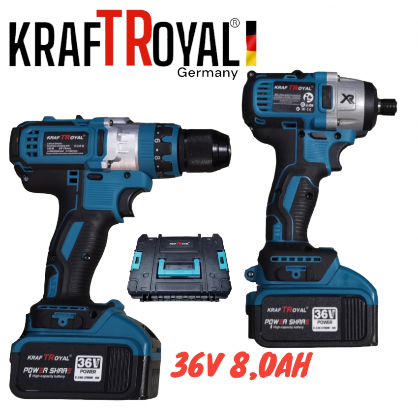 Импакт и Винтоверт Акумулаторен 2в1 Безжичен 36V 8,0AH KraftRoyal Импакт и Винтоверт Акумулаторен 2в1 Безжичен 36V 8,0AH KraftRoyal