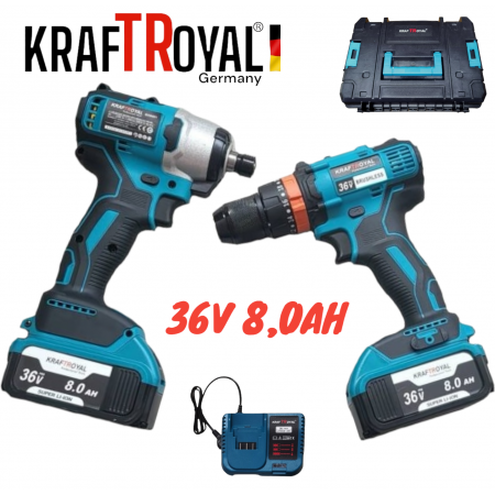 Импакт и Винтоверт Акумулаторен 2в1 Безжичен 36V 8,0AH KraftRoyal