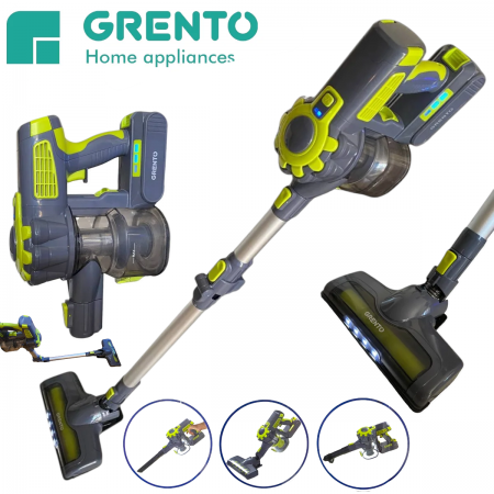 Акумулаторна Прахосмукачка GRENTO 22V Безжична с LED Осветление Вертикална Мултифункционална с Контейнер