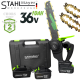 Резачка за Клони и Дърва Акумулаторна Безчеткова 35см STAHLMAYER 36V 10AH казанче за масло с две батерии Трион Верижен BLACK 2025г.
