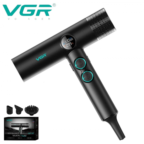 Сешоар Професионален VGR V-401 с LED Дисплей Черен и Червен с Дисплей Турбо Сешоар